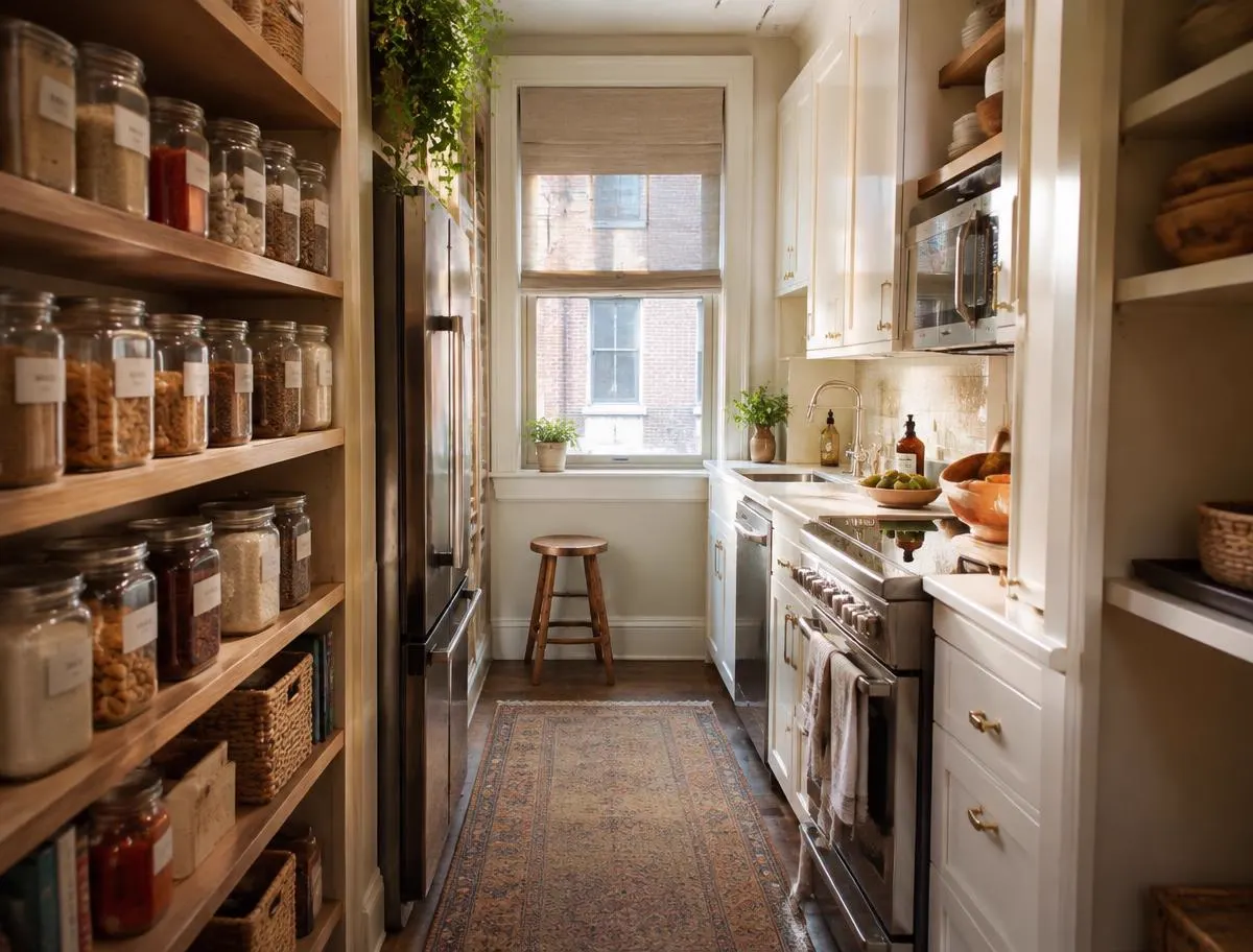Park Slope pantry after organizing with labeled glass jars